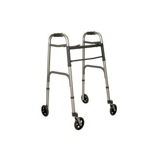 Deambulatore fisso con 2 ruote fisse e 2 ruote piroettanti