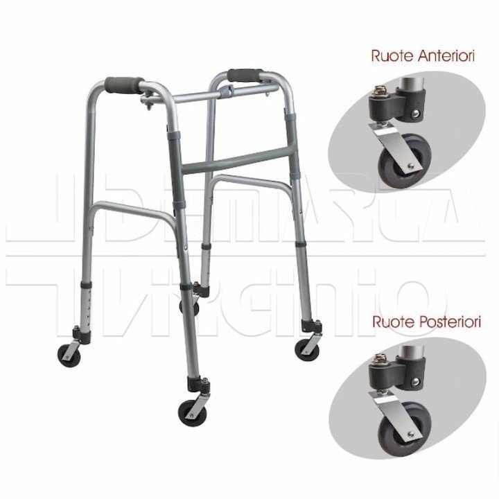 Deambulatore 4 ruote piroettanti