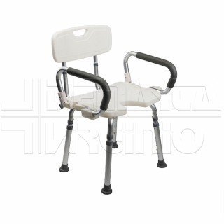 Sedile da Doccia con Schienale, Incavo e Braccioli