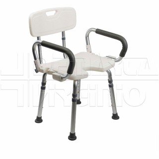 Sedile da Doccia Girevole con Schienale e Braccioli