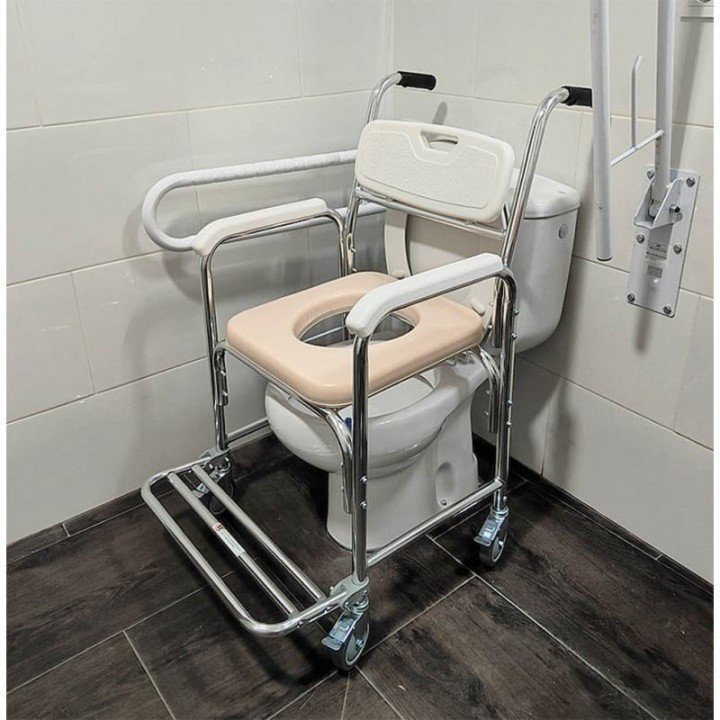 Sedia wc in alluminio con ruote